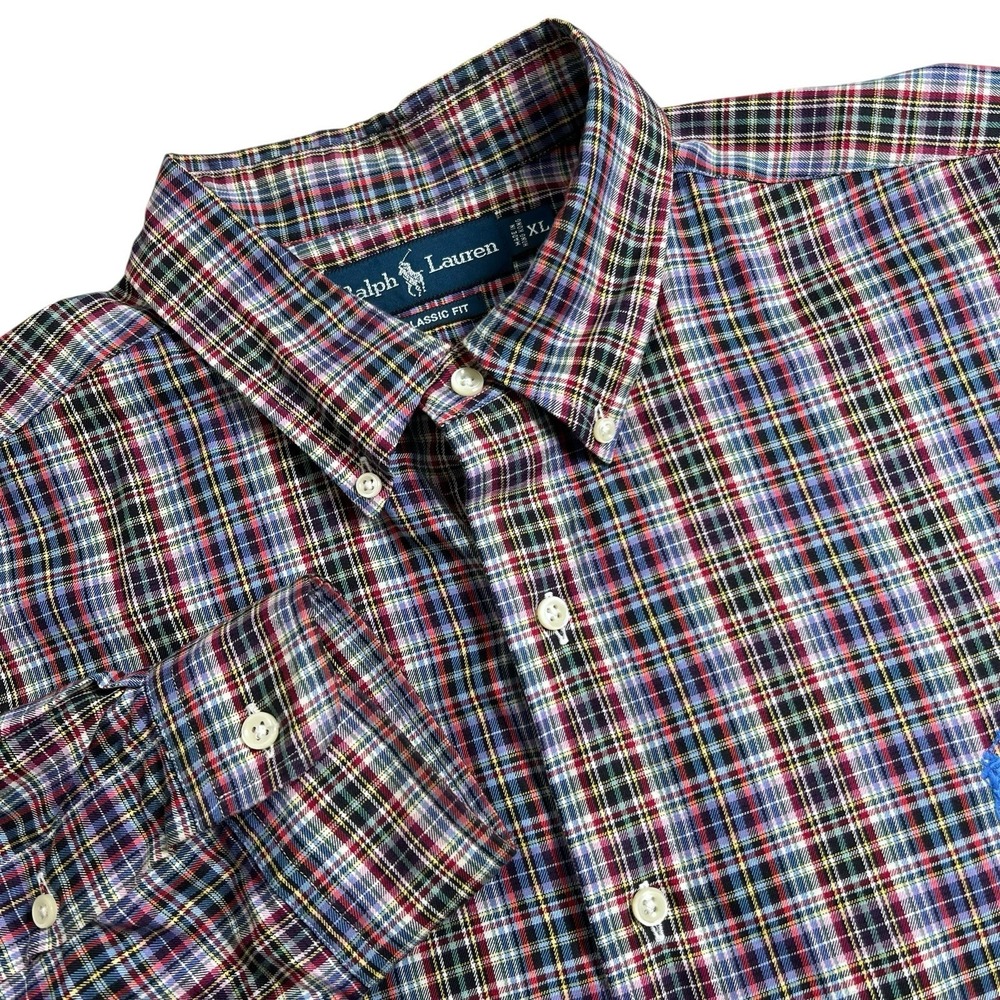 Ralph Lauren‎ Mens XL Multicolored Plaid Classic Long Sleeve Button Down Shirt